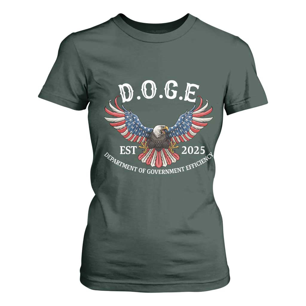 DOGE Department Of Government Efficiency T Shirt For Women Est 2025 American Eagle TS02 Dark Forest Green Print Your Wear
