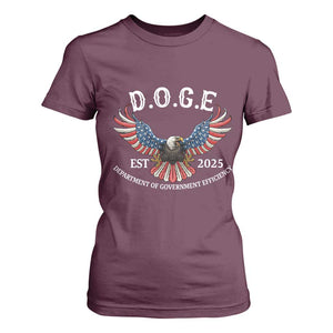 DOGE Department Of Government Efficiency T Shirt For Women Est 2025 American Eagle TS02 Maroon Print Your Wear