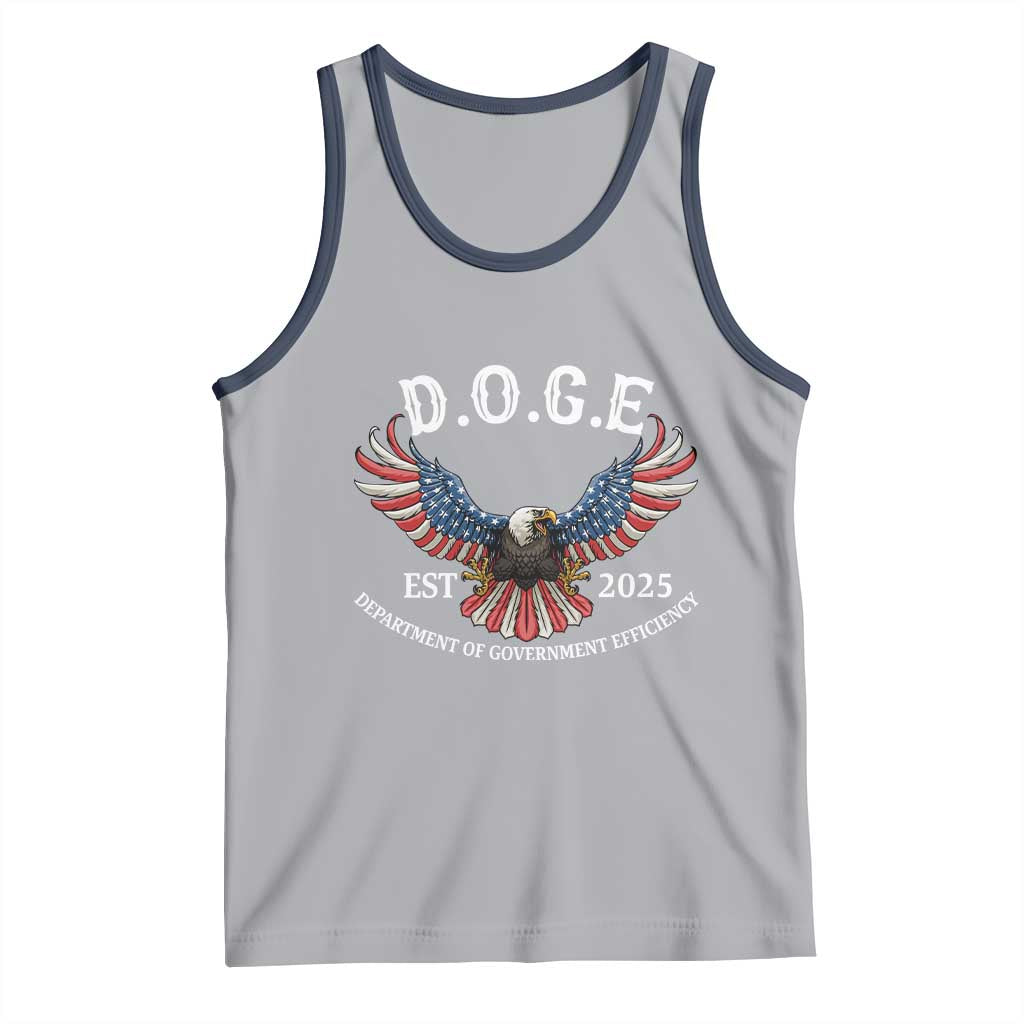 DOGE Department Of Government Efficiency Tank Top Est 2025 American Eagle TS02 Athletic Heather Navy Print Your Wear