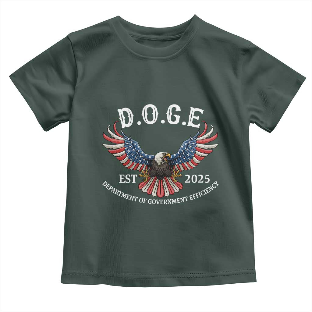 DOGE Department Of Government Efficiency Toddler T Shirt Est 2025 American Eagle TS02 Dark Forest Green Print Your Wear