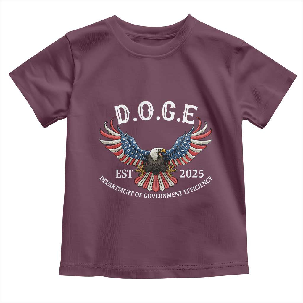 DOGE Department Of Government Efficiency Toddler T Shirt Est 2025 American Eagle TS02 Maroon Print Your Wear