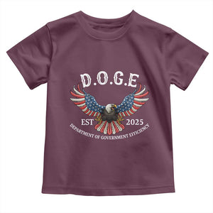 DOGE Department Of Government Efficiency Toddler T Shirt Est 2025 American Eagle TS02 Maroon Print Your Wear