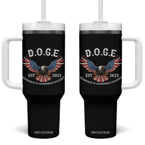 DOGE Department Of Government Efficiency Tumbler With Handle Est 2025 American Eagle TS02 One Size: 40 oz Black Print Your Wear