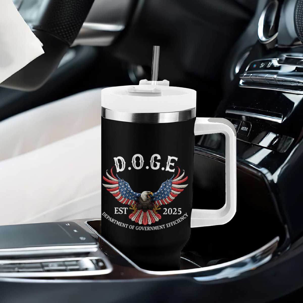 DOGE Department Of Government Efficiency Tumbler With Handle Est 2025 American Eagle TS02 Print Your Wear