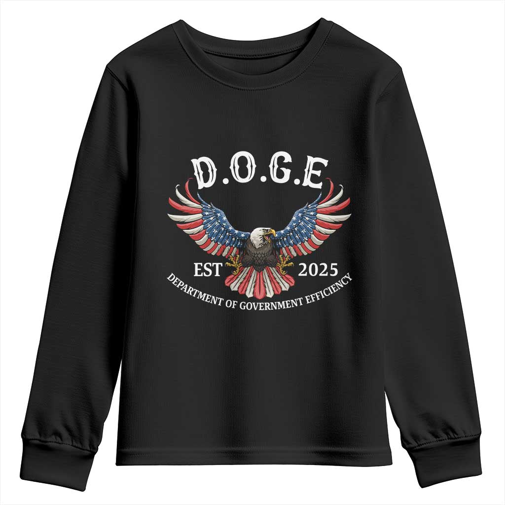 DOGE Department Of Government Efficiency Youth Sweatshirt Est 2025 American Eagle TS02 Black Print Your Wear