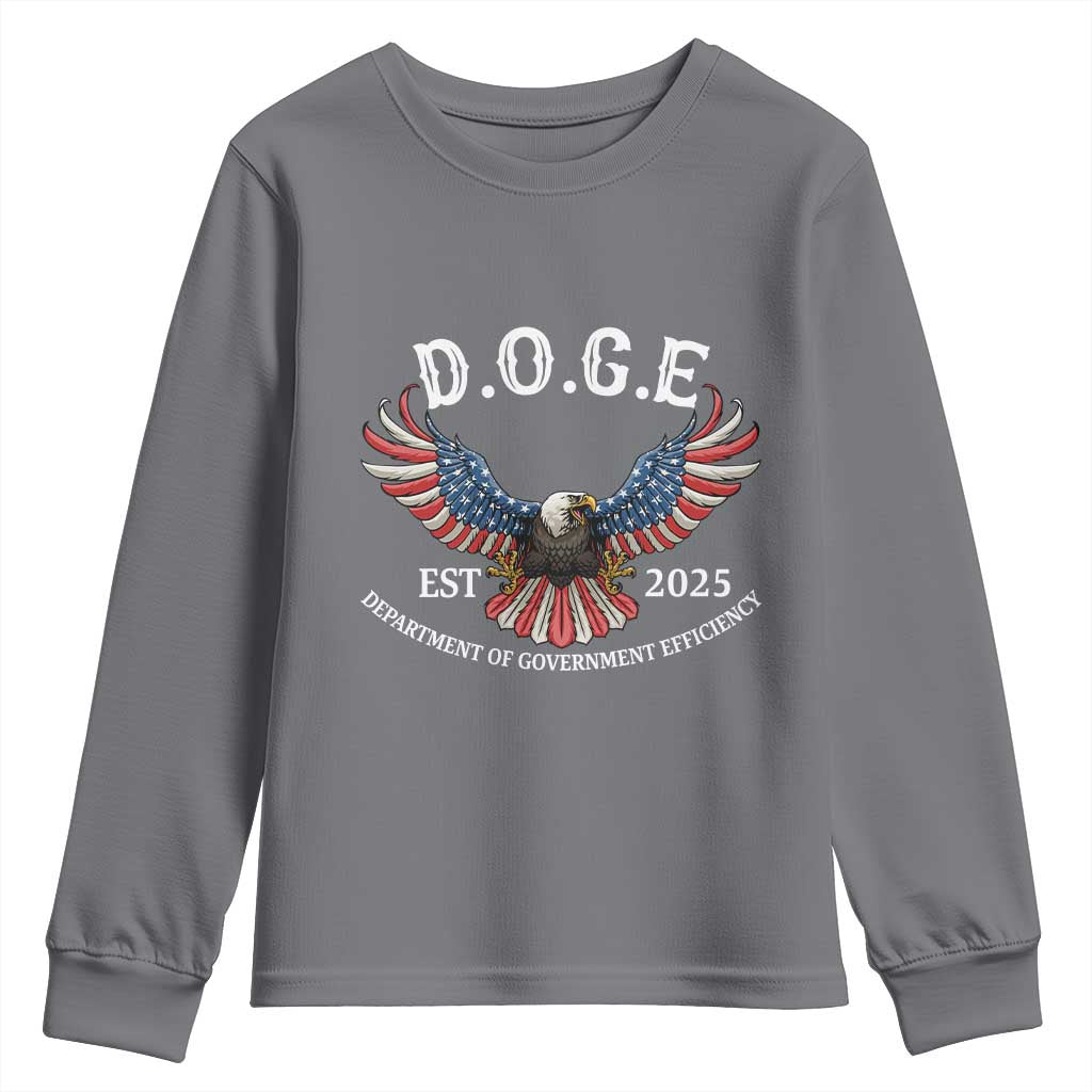 DOGE Department Of Government Efficiency Youth Sweatshirt Est 2025 American Eagle TS02 Charcoal Print Your Wear