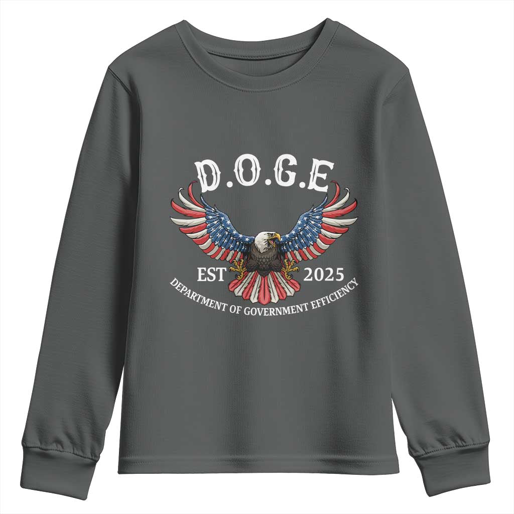 DOGE Department Of Government Efficiency Youth Sweatshirt Est 2025 American Eagle TS02 Dark Heather Print Your Wear
