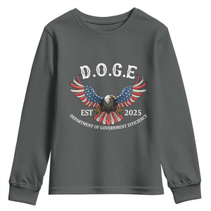DOGE Department Of Government Efficiency Youth Sweatshirt Est 2025 American Eagle TS02 Dark Heather Print Your Wear