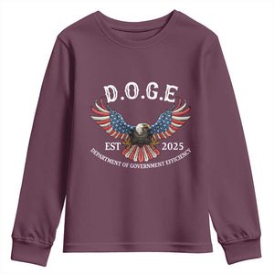 DOGE Department Of Government Efficiency Youth Sweatshirt Est 2025 American Eagle TS02 Maroon Print Your Wear