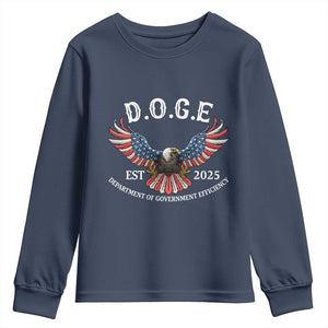 DOGE Department Of Government Efficiency Youth Sweatshirt Est 2025 American Eagle TS02 Navy Print Your Wear