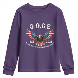 DOGE Department Of Government Efficiency Youth Sweatshirt Est 2025 American Eagle TS02 Purple Print Your Wear