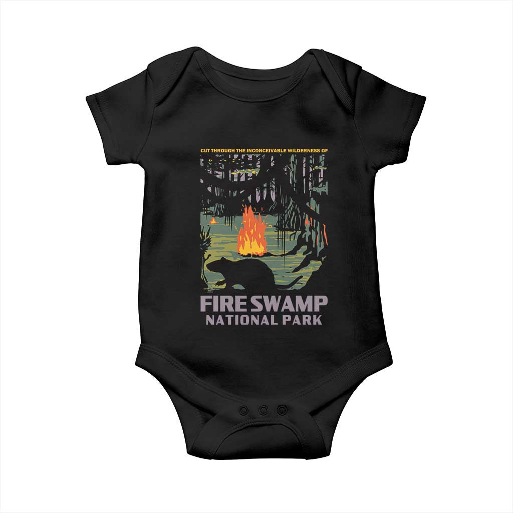Fire Swamp National Park Baby Onesie Inconceivable Fantasy Adventure TS02 Black Print Your Wear