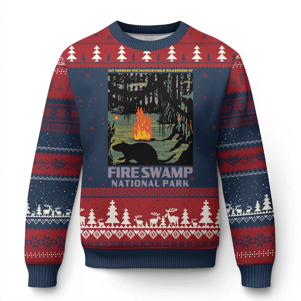 Fire Swamp National Park Ugly Christmas Sweater Inconceivable Fantasy Adventure TS02 Navy Red Print Your Wear