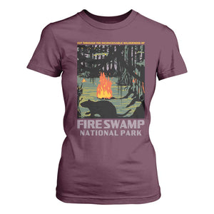 Fire Swamp National Park T Shirt For Women Inconceivable Fantasy Adventure TS02 Maroon Print Your Wear
