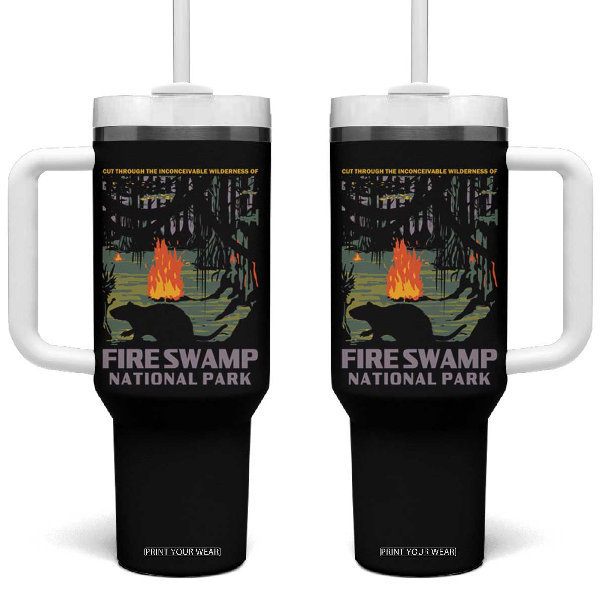 Fire Swamp National Park Tumbler With Handle Inconceivable Fantasy Adventure TS02 One Size: 40 oz Black Print Your Wear