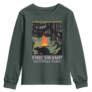 Fire Swamp National Park Youth Sweatshirt Inconceivable Fantasy Adventure TS02 Dark Forest Green Print Your Wear