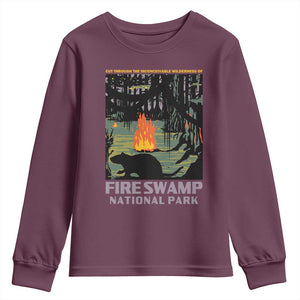 Fire Swamp National Park Youth Sweatshirt Inconceivable Fantasy Adventure TS02 Maroon Print Your Wear