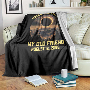 Hello Darkness My Old Friend August 12 2026 Throw Blanket Total Solar Eclipse Humorous Astronomy Gift TS02 Print Your Wear