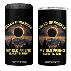 Hello Darkness My Old Friend August 12 2026 4 in 1 Can Cooler Tumbler Total Solar Eclipse Humorous Astronomy Gift TS02 One Size: 16 oz Black Print Your Wear