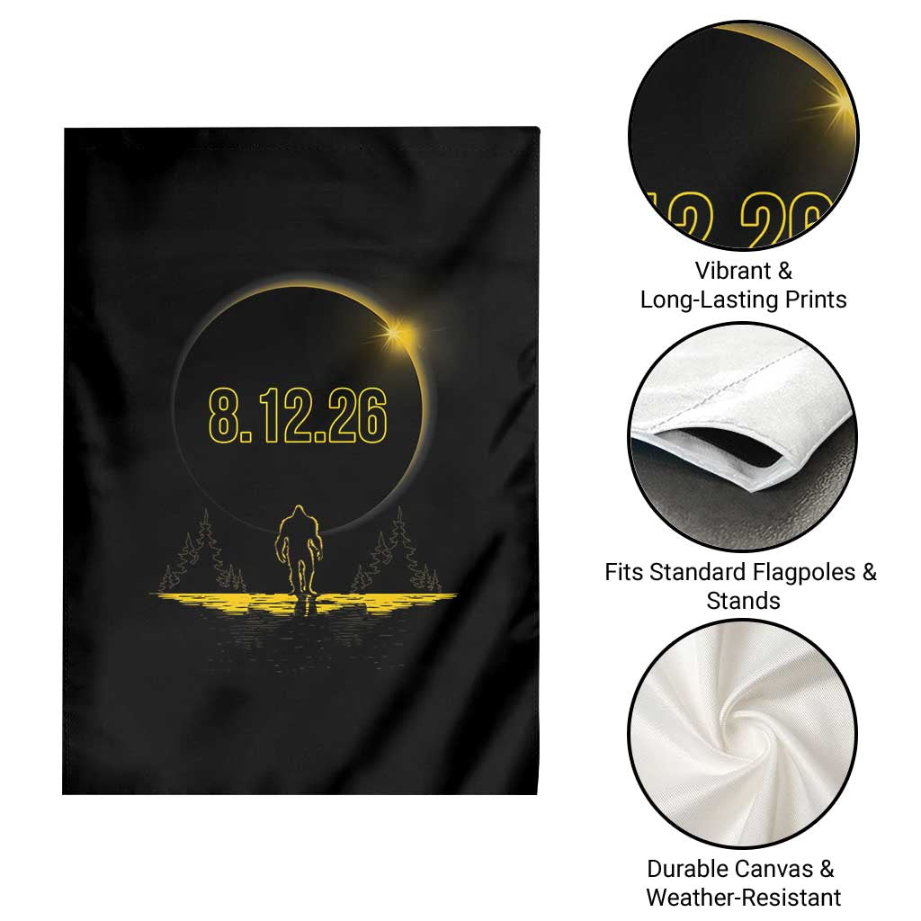 Bigfoot August 12 2026 Total Solar Eclipse Garden Flag Totality Sasquatch Cryptid Stargazer Memorabilia TS02 Print Your Wear