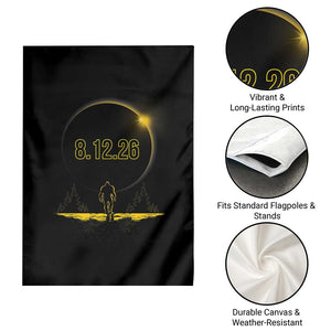 Bigfoot August 12 2026 Total Solar Eclipse Garden Flag Totality Sasquatch Cryptid Stargazer Memorabilia TS02 Print Your Wear