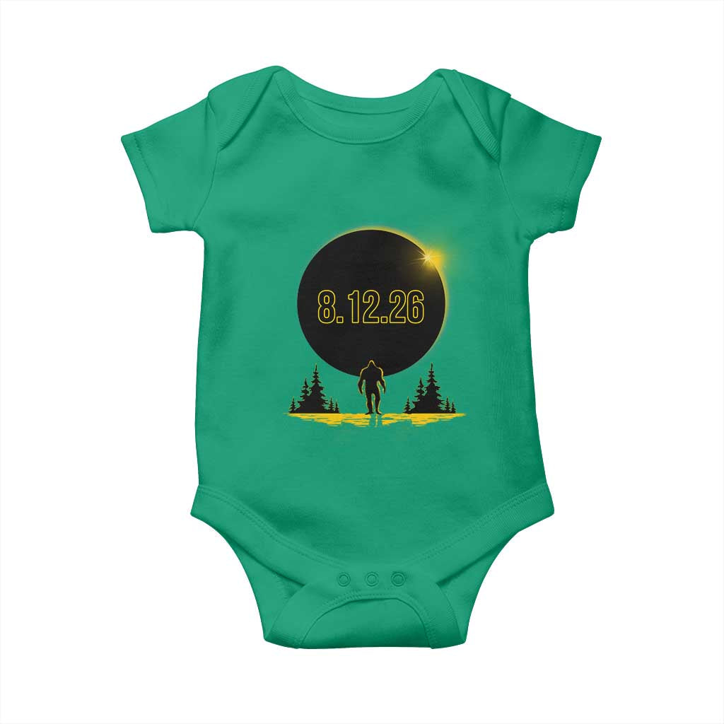 Bigfoot August 12 2026 Total Solar Eclipse Baby Onesie Totality Sasquatch Cryptid Stargazer Memorabilia TS02 Irish Green Print Your Wear