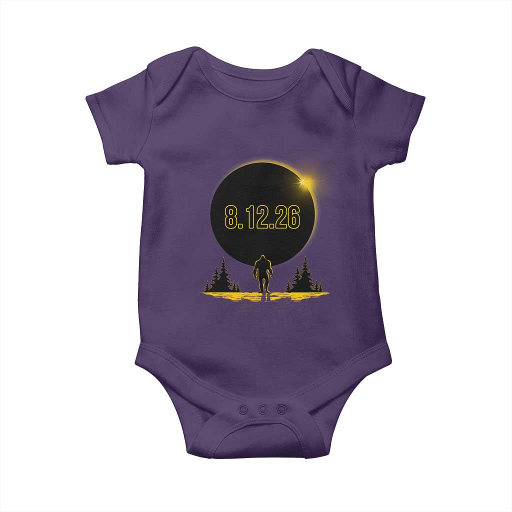 Bigfoot August 12 2026 Total Solar Eclipse Baby Onesie Totality Sasquatch Cryptid Stargazer Memorabilia TS02 Purple Print Your Wear