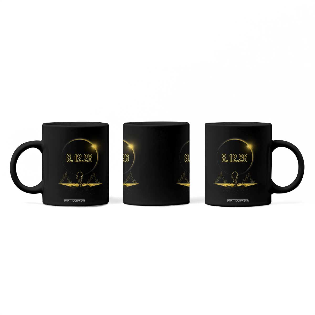 Bigfoot August 12 2026 Total Solar Eclipse Coffee Mug Totality Sasquatch Cryptid Stargazer Memorabilia TS02 Print Your Wear