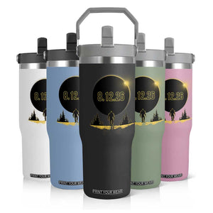 Bigfoot August 12 2026 Total Solar Eclipse Flip Straw Tumbler Totality Sasquatch Cryptid Stargazer Memorabilia TS02 Print Your Wear