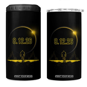 Bigfoot August 12 2026 Total Solar Eclipse 4 in 1 Can Cooler Tumbler Totality Sasquatch Cryptid Stargazer Memorabilia TS02 One Size: 16 oz Black Print Your Wear