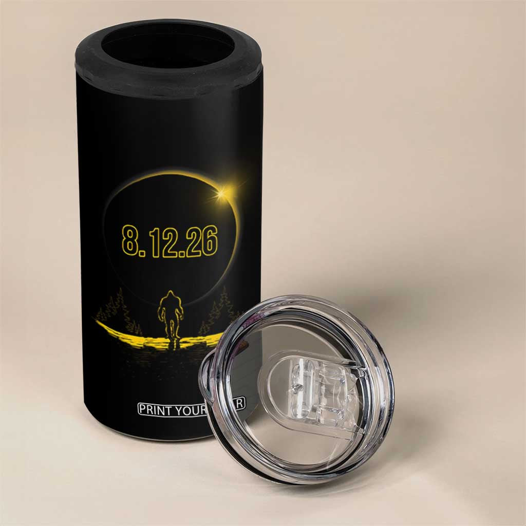 Bigfoot August 12 2026 Total Solar Eclipse 4 in 1 Can Cooler Tumbler Totality Sasquatch Cryptid Stargazer Memorabilia TS02 Print Your Wear