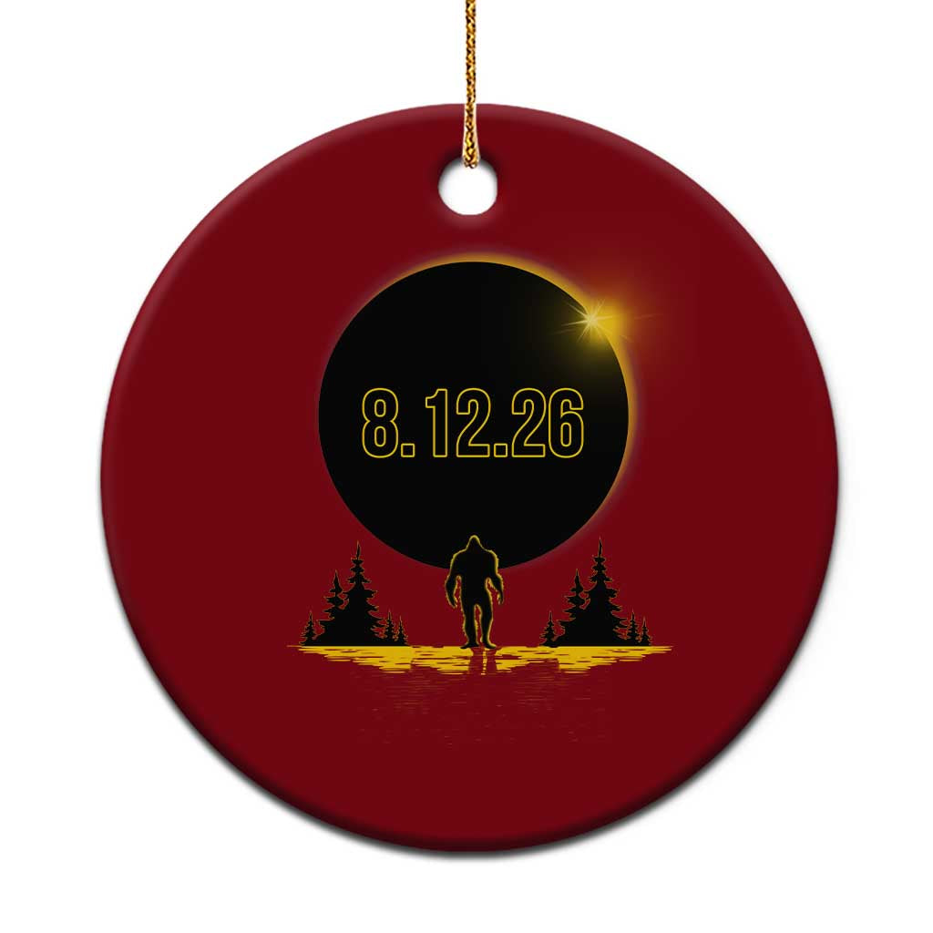 Bigfoot August 12 2026 Total Solar Eclipse Ceramic Ornament Totality Sasquatch Cryptid Stargazer Memorabilia TS02 1pc Red Print Your Wear