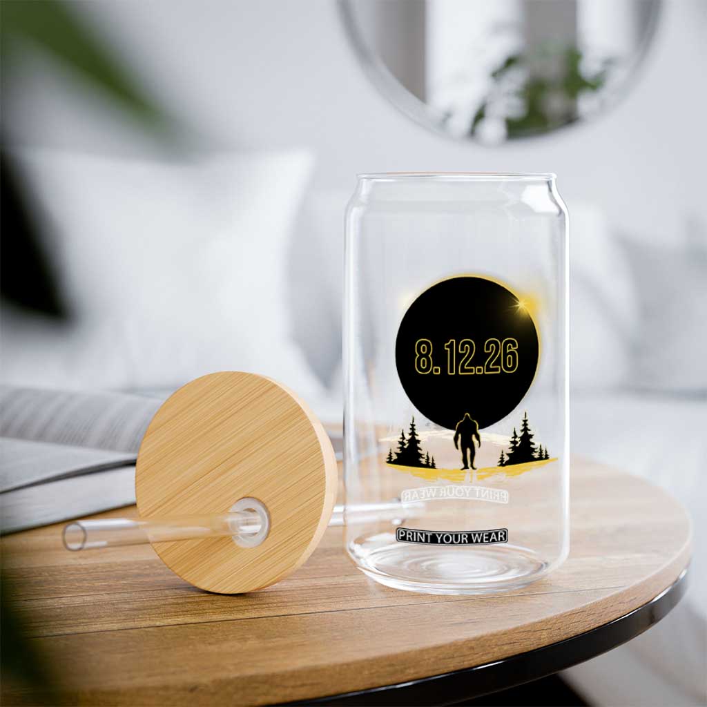 Bigfoot August 12 2026 Total Solar Eclipse Glass Can Totality Sasquatch Cryptid Stargazer Memorabilia TS02 Print Your Wear