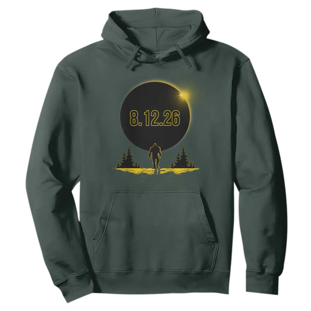 Bigfoot August 12 2026 Total Solar Eclipse Hoodie Totality Sasquatch Cryptid Stargazer Memorabilia TS02 Dark Forest Green Print Your Wear