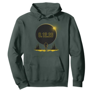 Bigfoot August 12 2026 Total Solar Eclipse Hoodie Totality Sasquatch Cryptid Stargazer Memorabilia TS02 Dark Forest Green Print Your Wear