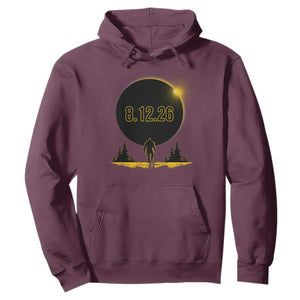 Bigfoot August 12 2026 Total Solar Eclipse Hoodie Totality Sasquatch Cryptid Stargazer Memorabilia TS02 Maroon Print Your Wear