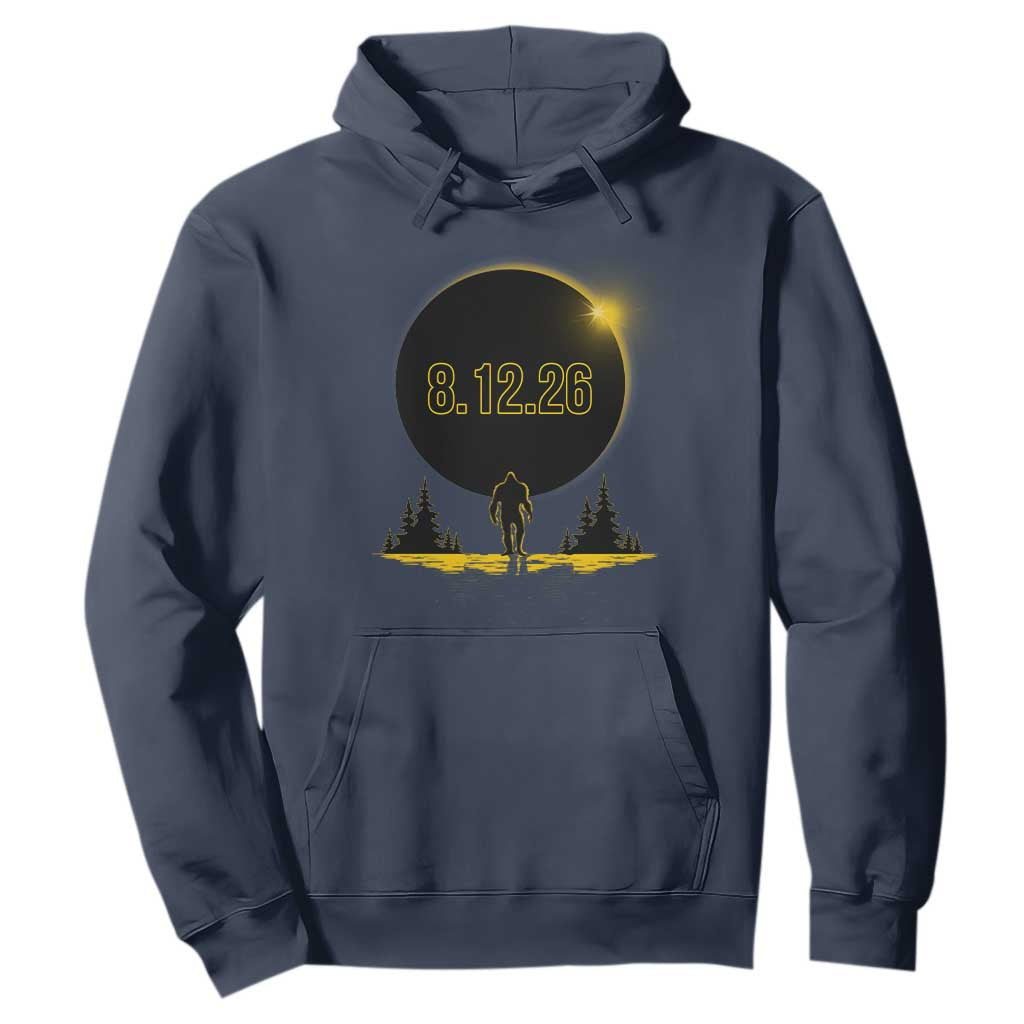 Bigfoot August 12 2026 Total Solar Eclipse Hoodie Totality Sasquatch Cryptid Stargazer Memorabilia TS02 Navy Print Your Wear