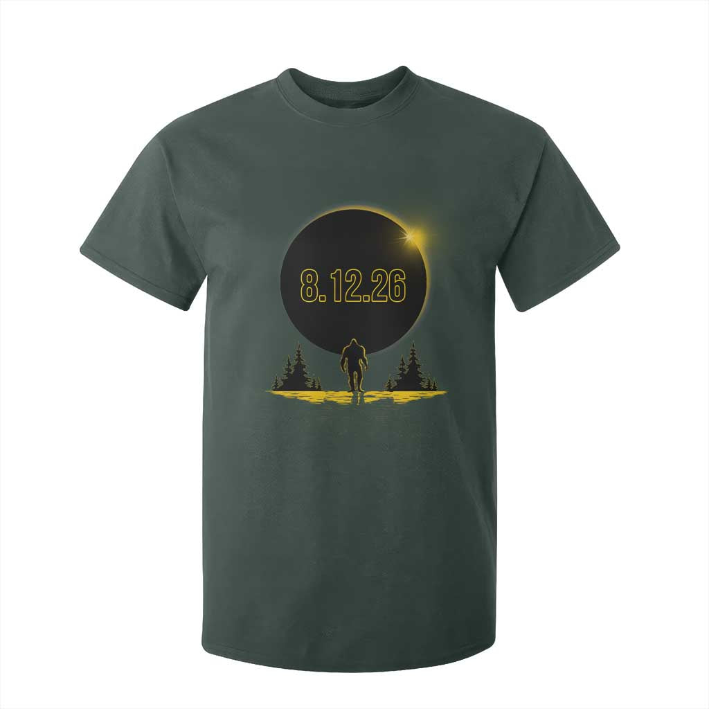 Bigfoot August 12 2026 Total Solar Eclipse T Shirt For Kid Totality Sasquatch Cryptid Stargazer Memorabilia TS02 Dark Forest Green Print Your Wear