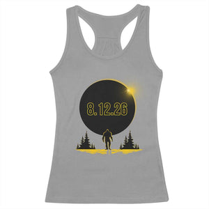 Bigfoot August 12 2026 Total Solar Eclipse Racerback Tank Top Totality Sasquatch Cryptid Stargazer Memorabilia TS02 Sport Gray Print Your Wear