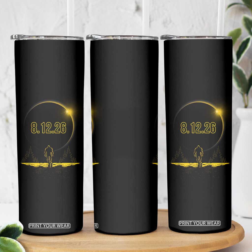 Bigfoot August 12 2026 Total Solar Eclipse Skinny Tumbler Totality Sasquatch Cryptid Stargazer Memorabilia TS02 Print Your Wear