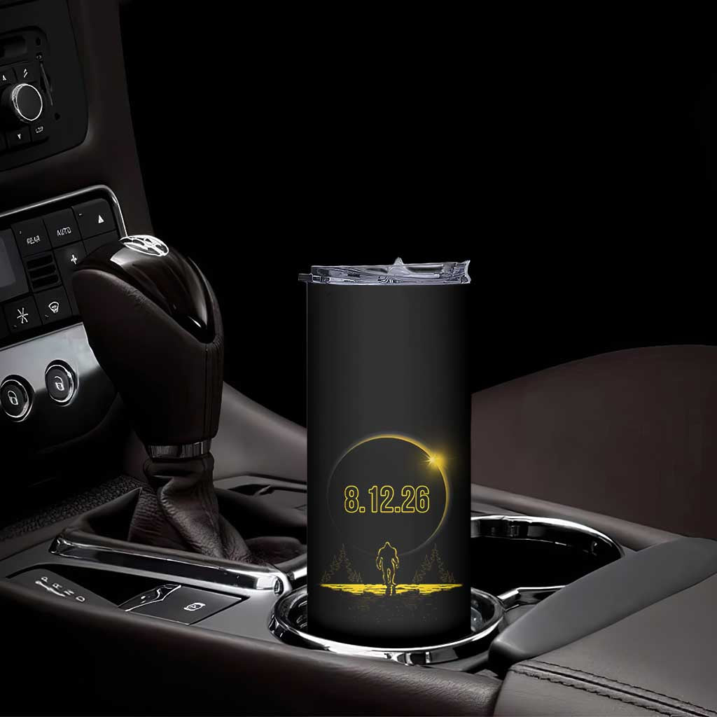 Bigfoot August 12 2026 Total Solar Eclipse Skinny Tumbler Totality Sasquatch Cryptid Stargazer Memorabilia TS02 Print Your Wear