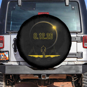 Bigfoot August 12 2026 Total Solar Eclipse Spare Tire Cover Totality Sasquatch Cryptid Stargazer Memorabilia TS02 No hole Black Print Your Wear