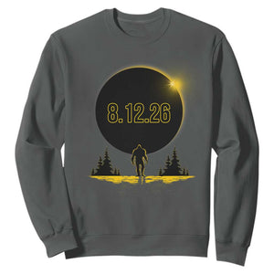 Bigfoot August 12 2026 Total Solar Eclipse Sweatshirt Totality Sasquatch Cryptid Stargazer Memorabilia TS02 Dark Heather Print Your Wear