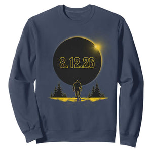 Bigfoot August 12 2026 Total Solar Eclipse Sweatshirt Totality Sasquatch Cryptid Stargazer Memorabilia TS02 Navy Print Your Wear
