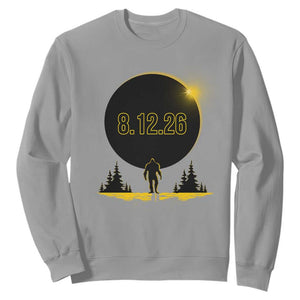 Bigfoot August 12 2026 Total Solar Eclipse Sweatshirt Totality Sasquatch Cryptid Stargazer Memorabilia TS02 Sport Gray Print Your Wear