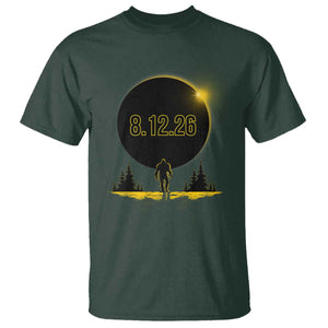 Bigfoot August 12 2026 Total Solar Eclipse T Shirt Totality Sasquatch Cryptid Stargazer Memorabilia TS02 Dark Forest Green Print Your Wear