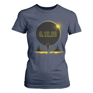Bigfoot August 12 2026 Total Solar Eclipse T Shirt For Women Totality Sasquatch Cryptid Stargazer Memorabilia TS02 Navy Print Your Wear