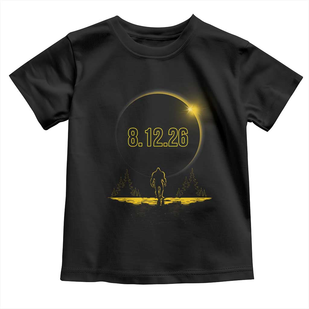 Bigfoot August 12 2026 Total Solar Eclipse Toddler T Shirt Totality Sasquatch Cryptid Stargazer Memorabilia TS02 Black Print Your Wear