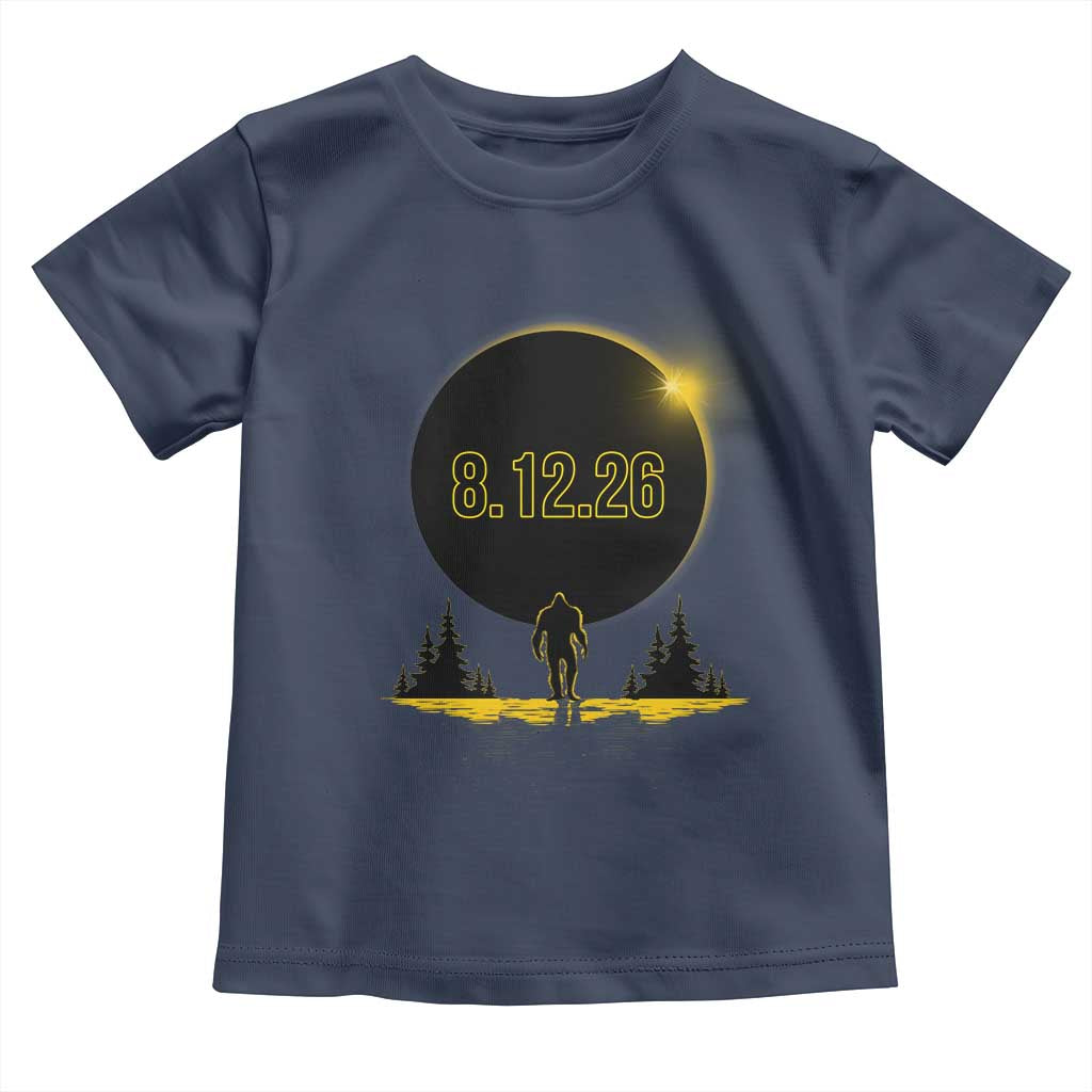 Bigfoot August 12 2026 Total Solar Eclipse Toddler T Shirt Totality Sasquatch Cryptid Stargazer Memorabilia TS02 Navy Print Your Wear