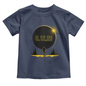 Bigfoot August 12 2026 Total Solar Eclipse Toddler T Shirt Totality Sasquatch Cryptid Stargazer Memorabilia TS02 Navy Print Your Wear